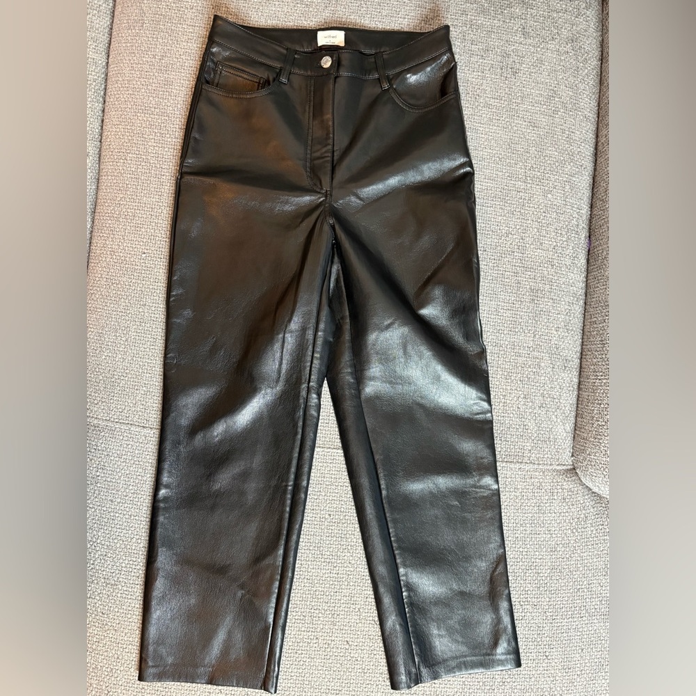 Wilfred Melina Cropped Vegan Leather Pants Black Size 6